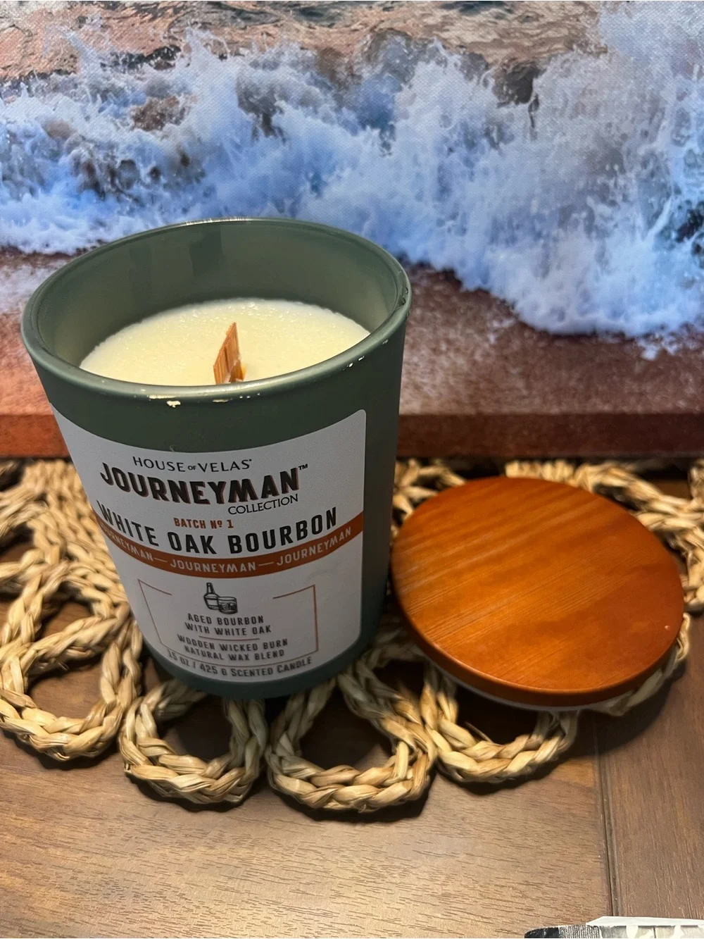 Journeyman White Oak Bourbon Scented Candle - Green